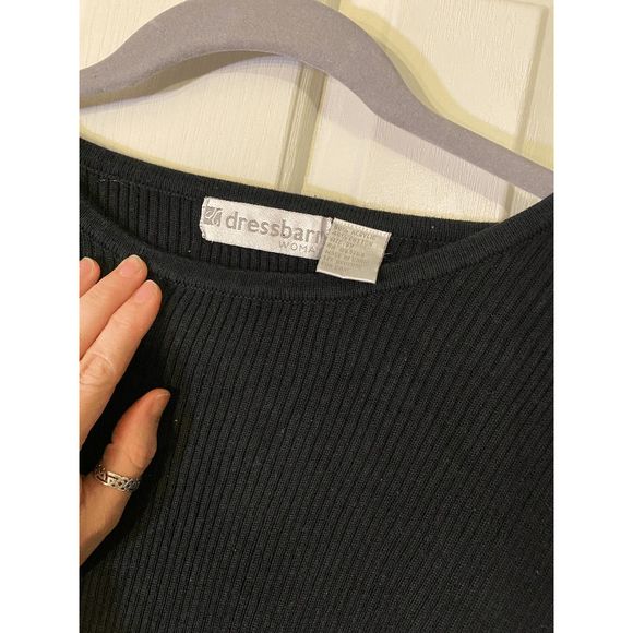 Dressbarn Vintage Black Ribbed Blouse Size Large - Picture 2 of 3
